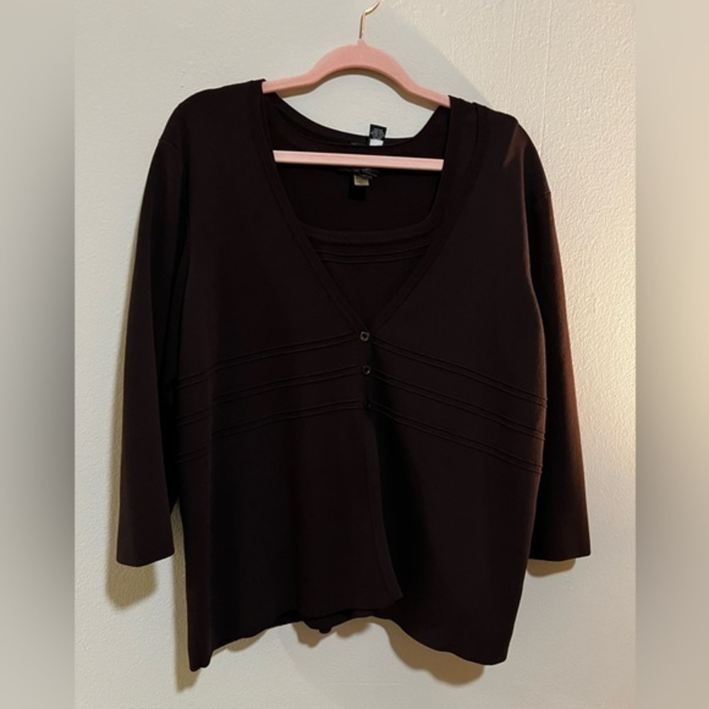 Cable & Gauge 2 Piece Brown Sweater Set Size 1X